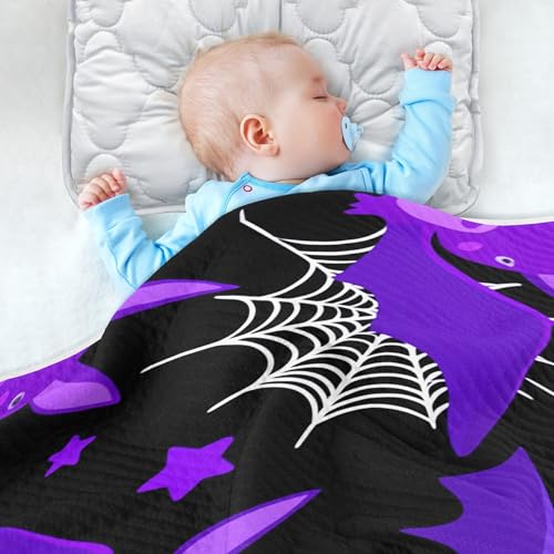 Burbuja Cartoon Purple Bats Baby Blanket for Boys Girls, Nursery Soft Warm Swaddling Receiving Baby Blankets, 30x40 in Toddler Blanket4