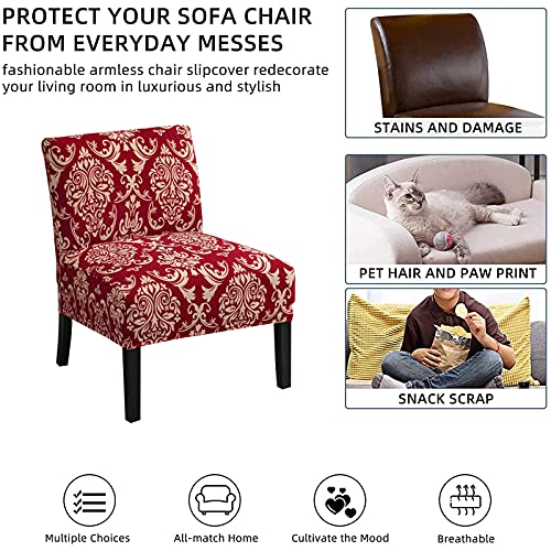 Image of Eco-Ancheng Armless Accent Chair Cover Slipcover Stretch Spandex Slipper Chair Cover Removable Washable for Armless Chair Slipcover Furniture Protector Covers for Living Dining Room Hotel