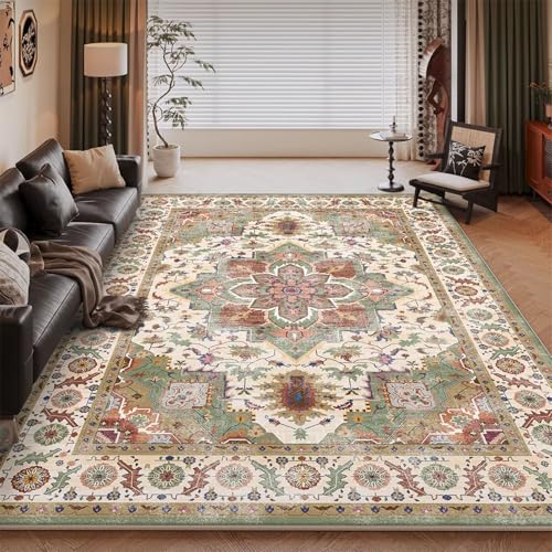 Descente de lit rétro-blumen grand format 200x260cm tapis multicolore lavable - 2