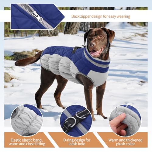 Image of Waterproof Medium Dog Coat, Warm Dog Jacket with Harness Built in, L