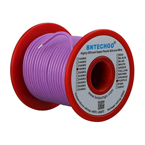 Image of BNTECHGO 18 Gauge Silicone Wire Purple 100ft Stranded Tinned Copper Wire | Flexible 18 AWG Stranded Wire Silicone Rubber Insulation For RC Models, Drone, Robot, Battery, EV Charger, 3D Printer, DIY