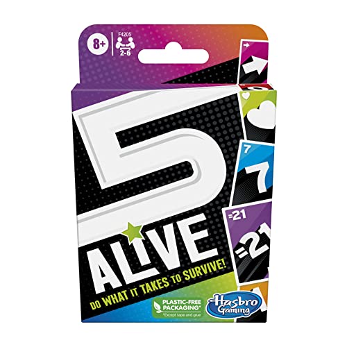 Hasbro Gaming 5 Alive, Fast-Paced Game Kids And Families, Family Quick Card Games 2 To 6 Players