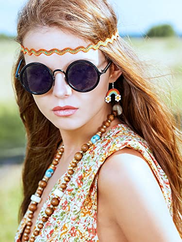 16 Pairs Groovy Hippie Acrylic Earrings Retro Boho Earrings Set For Women Girls Rainbow Daisy Butterfly Flower Vacation Earrings Women's Drop And Dangle Earrings For Valentine Jewelry Gift #TOP3