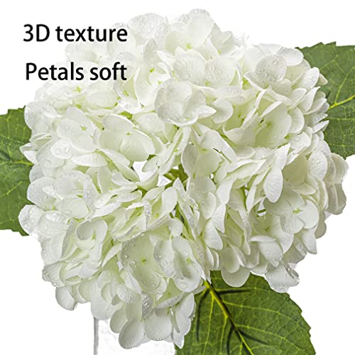 Duyone 3Pcs 21 Inch Lifelike Artificial Hydrangea Large Real Touch Flowers Artificial Flowers Dry Flowers Outdoor Wedding Christmas Office Family Party Living Room Table Decoration (White) #TOP2