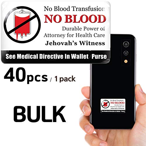 Vongsado -Bulk 40pcs- No Blood Transfusion Premium 3D Stickers - Accessories of Cell Phone, Ministry Supplies - for JW, Jehovah Witness Gifts, JW.org, Men, Her and Women (BO 40)