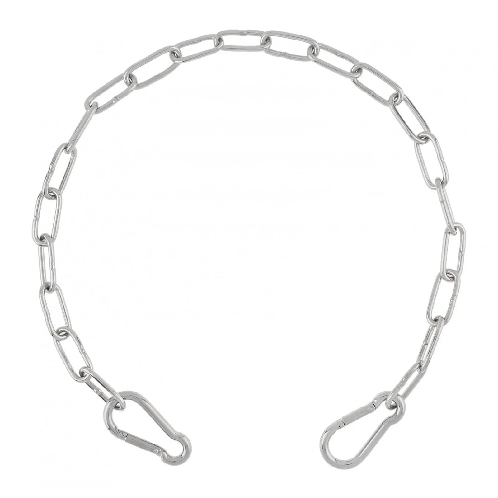 Djskldf One Color Chain 23.6Inch 3Mm Stainless Steel Gate Link Chain Lock For Outdoor Fences/Pet Cages With 2Pcs Carabiners, Silvery Latches
