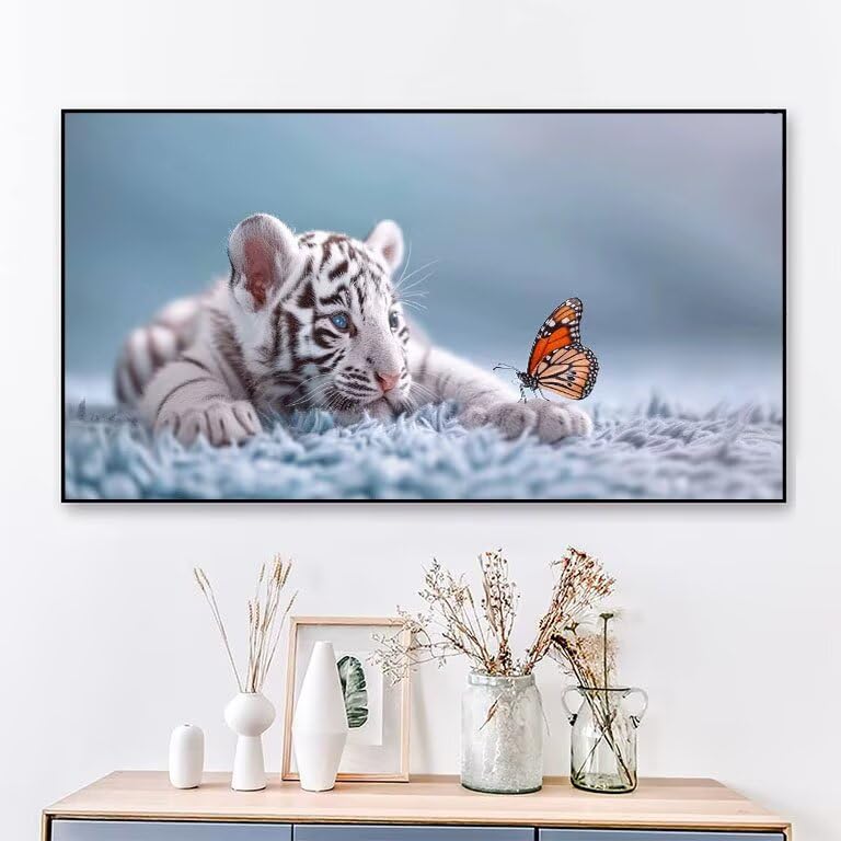 Broderie Diamant Tigre de qualité supérieure, grand format d'art mural 40x80 cm - 2