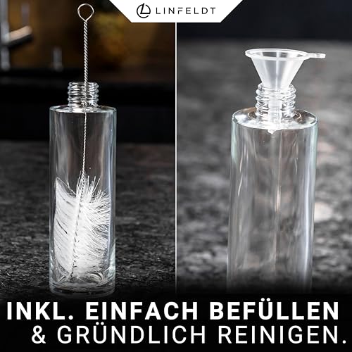 LINFELDT 2er Set Ölsprüher für Speiseöl je 100ml mit Glas & Edelstahl – Ansicht 5
