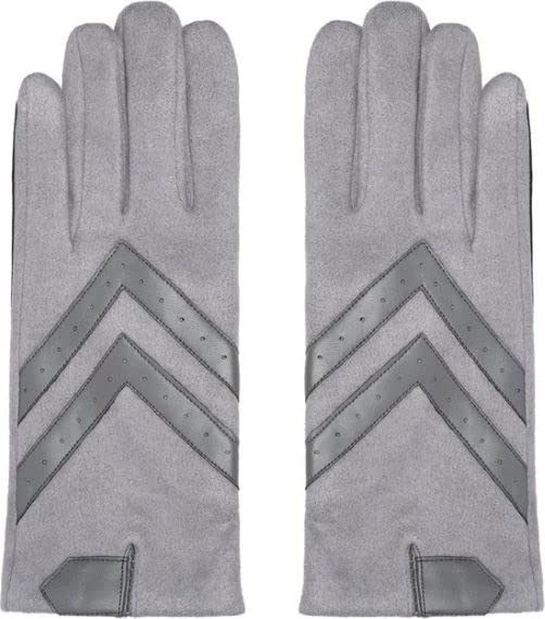 Guantes táctiles para mujer en gris con efecto ante para invierno