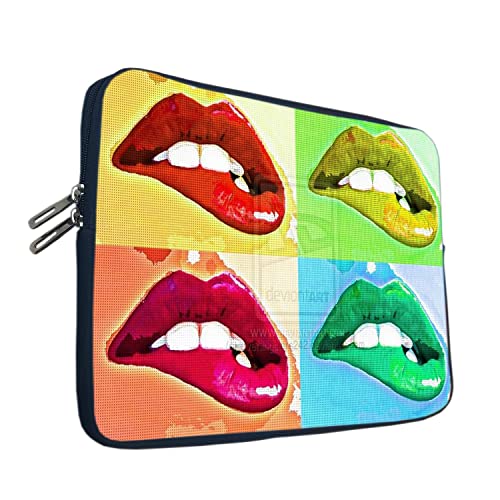 Image of TheSkinMantra Chain Laptop Sleeve Bag Compatible with Laptop /Macbooks /Chrombook /Notebook /Zbook (14.1 Inch (Chain), Hot Lips)