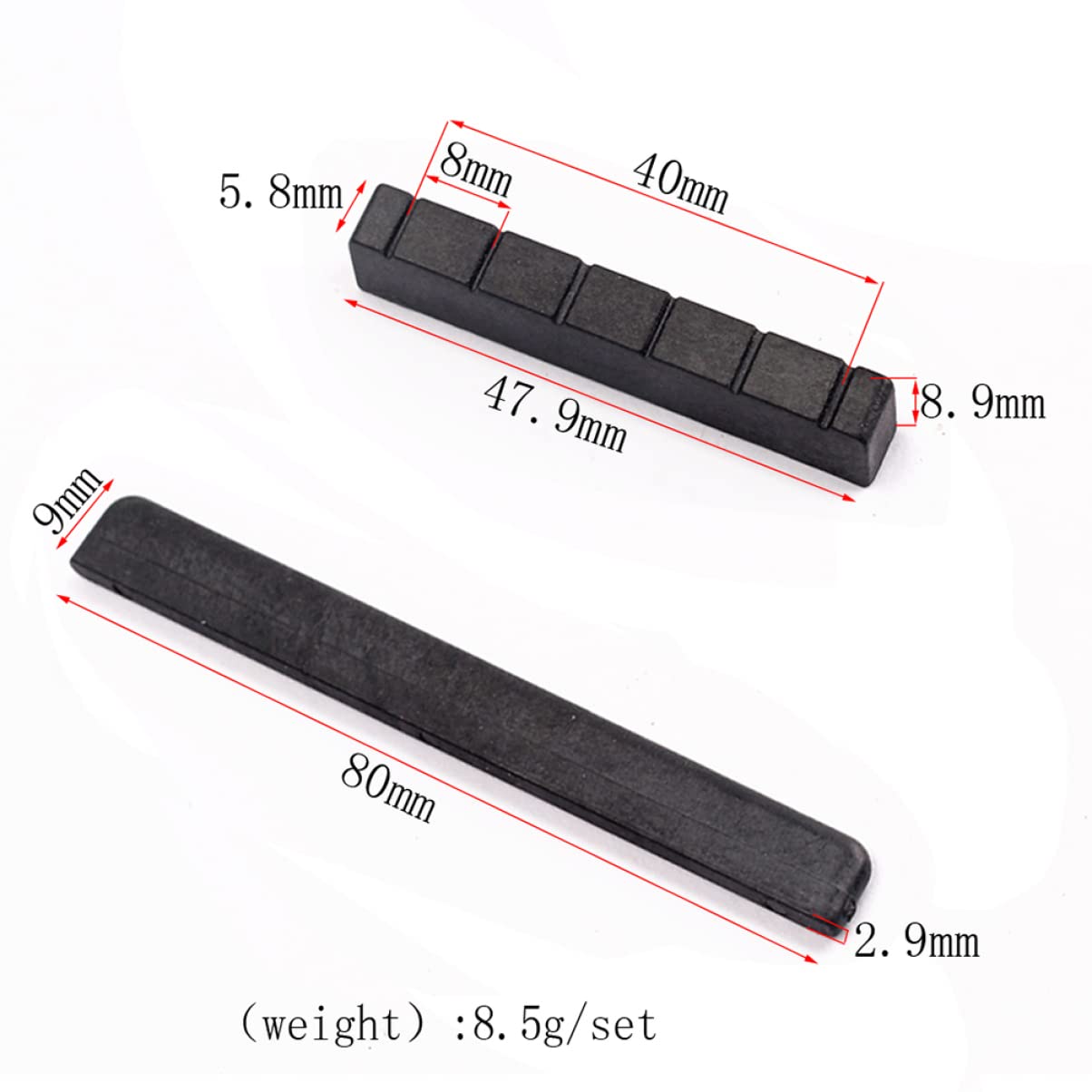 VICASKY Acoustic Saddle Nut Kit Complete Guitar Accessory Set Saddle and Nut for Classical Guitar