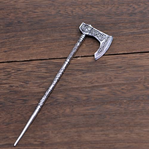 LANGHONG 2 peças de palitos de cabelo retrô viking para mulheres, acessórios de cabelo machado, alfi