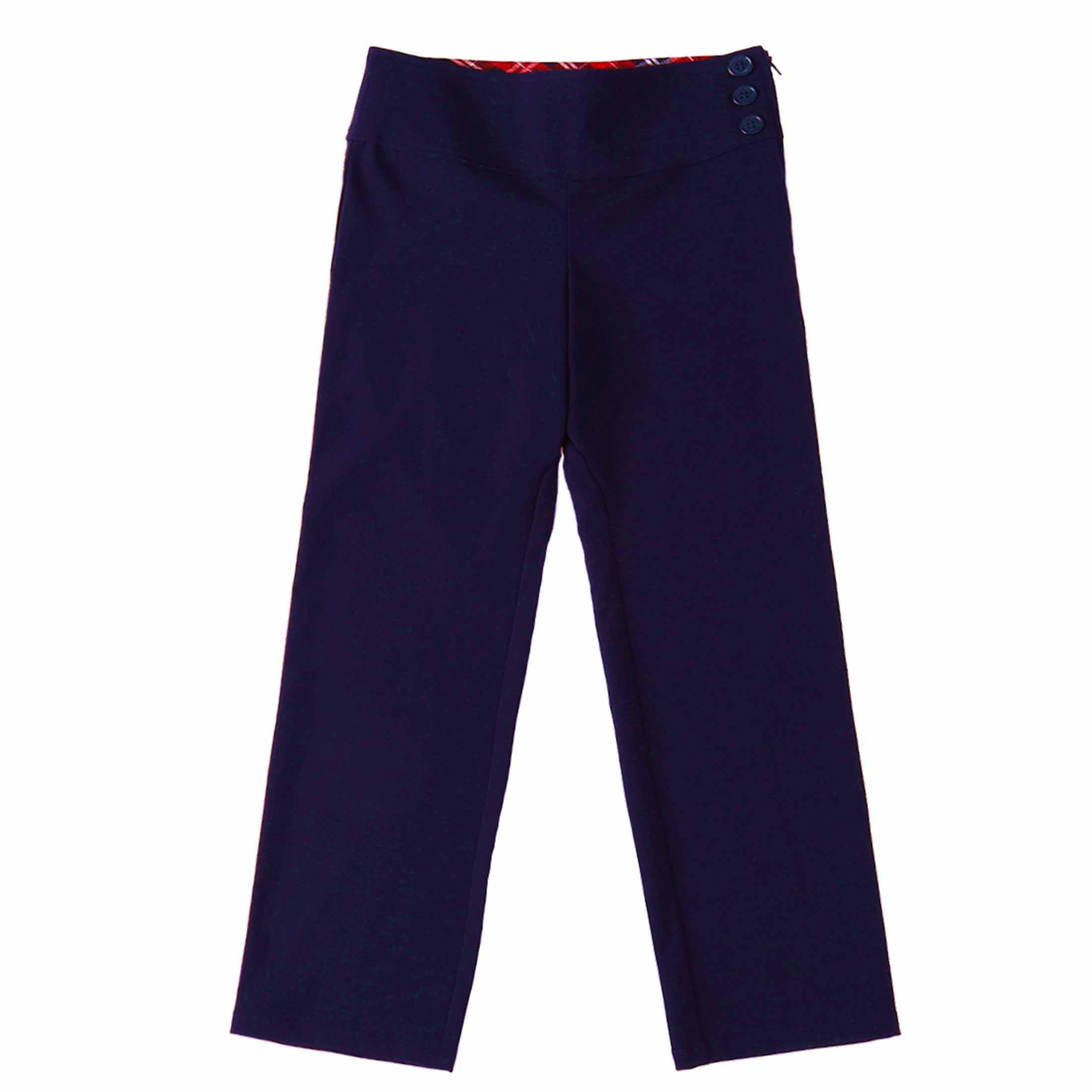 Bienzoe Chicas Escolar Uniforme Pantalones: Niñas Ajustable Cintura Duradero Pierna Recta Vestido Pantalones, Marina, 5