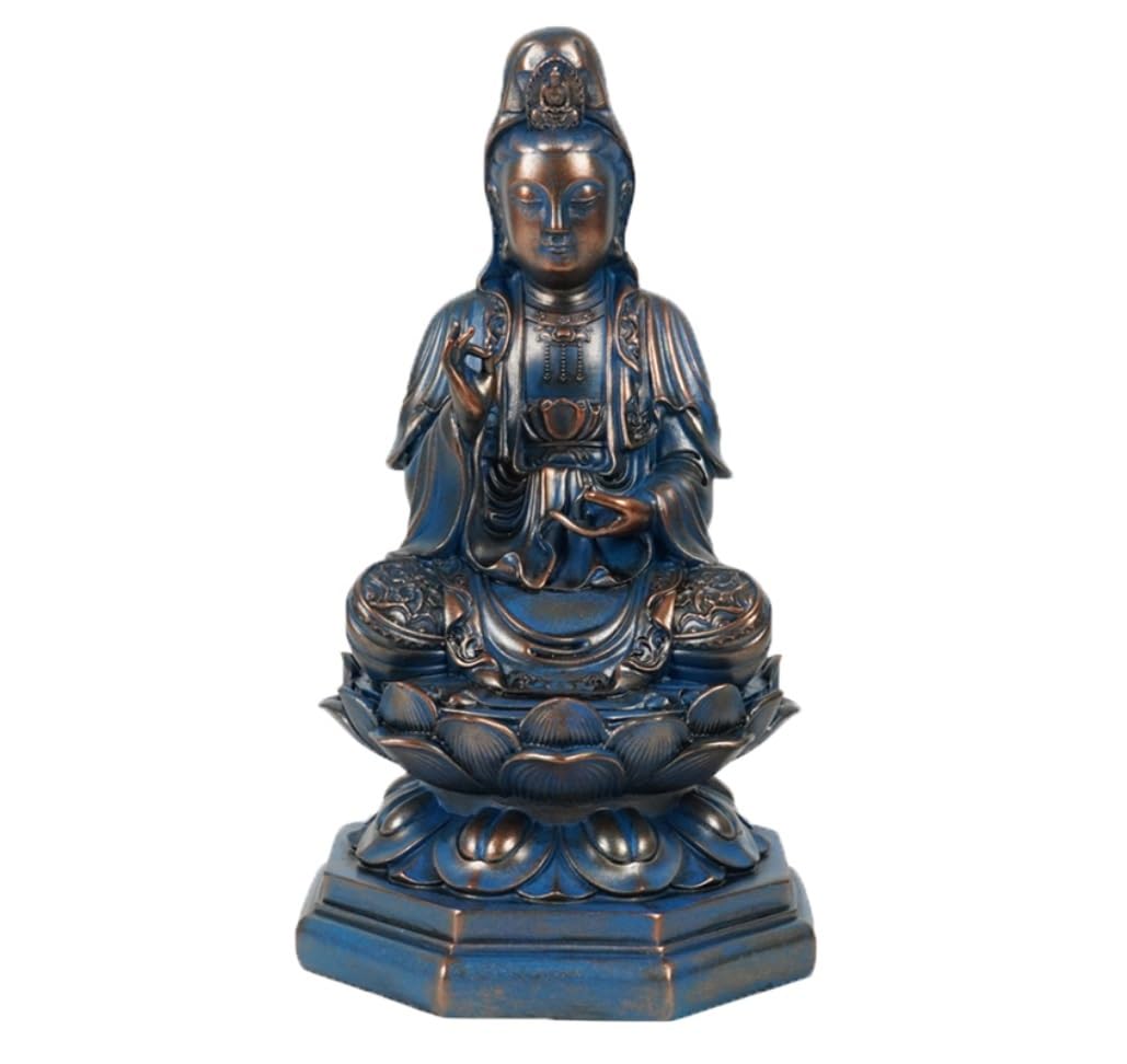 GAOJUNAN Buddha Statue,Zen Altars, 12.9 Inch Buddha Statues Sculptures Resin Statue Home Decor Ornament Desk Shelf Decoration(C)