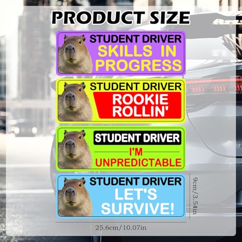 Image of 4Pcs Newbie Magnetic Yellow Car Stickers, Beginner Magnet Supplies for Car Student Driver Sign, Lovely New Driver Sticker Supplies Suitable for Keeping a Safe Distance on The Road