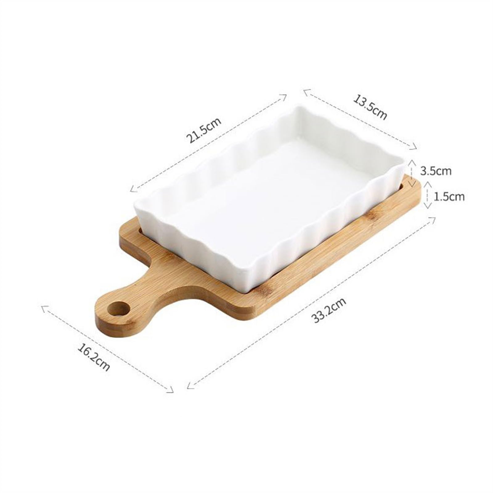 Lasagne Auflaufform Keramik-Backform for Käse, gebackener Reis, Backplatte for Zuhause mit Holzmatte, verbrühungssicherem Griff Auflaufformen(650ml)