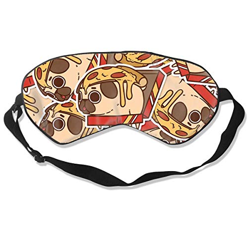 Preisvergleich Produktbild Schlafmaske, Mops, Pizza, Seide, Maske mit verstellbarem Kopfband, Block, leichtes Nickerchen