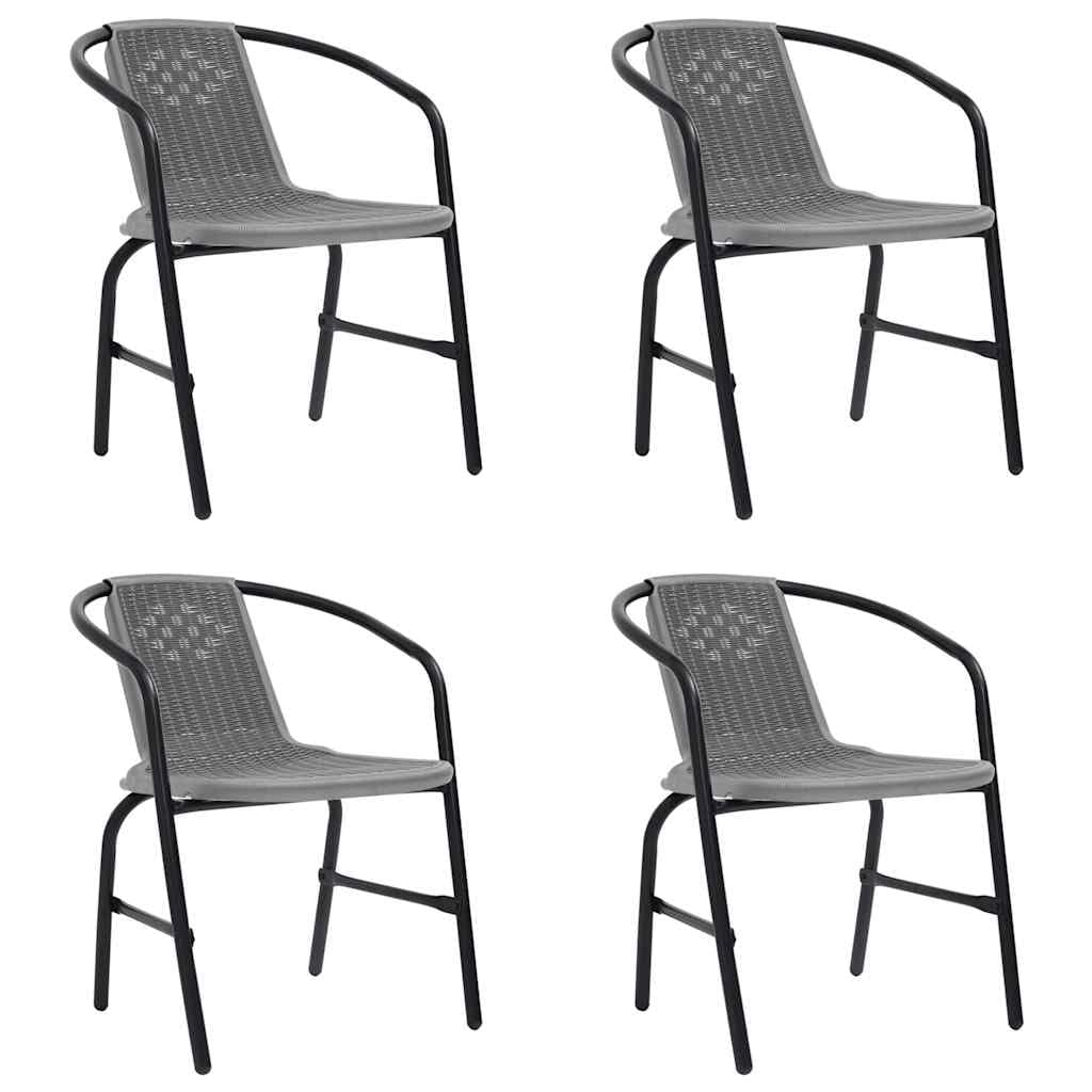 Chaise de jardin aspect rotin x4 salon de jardin plastique acier empilable noir 110kg