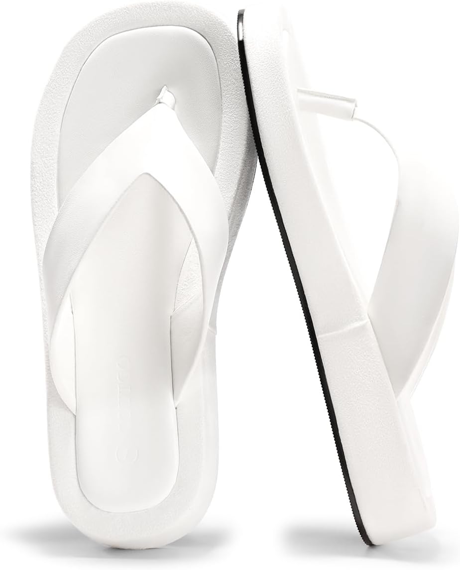 Coutgo Womens Platform Flip Flops Open Toe Slides Flat Sandals Thong Summer Beach Vacation Shoes