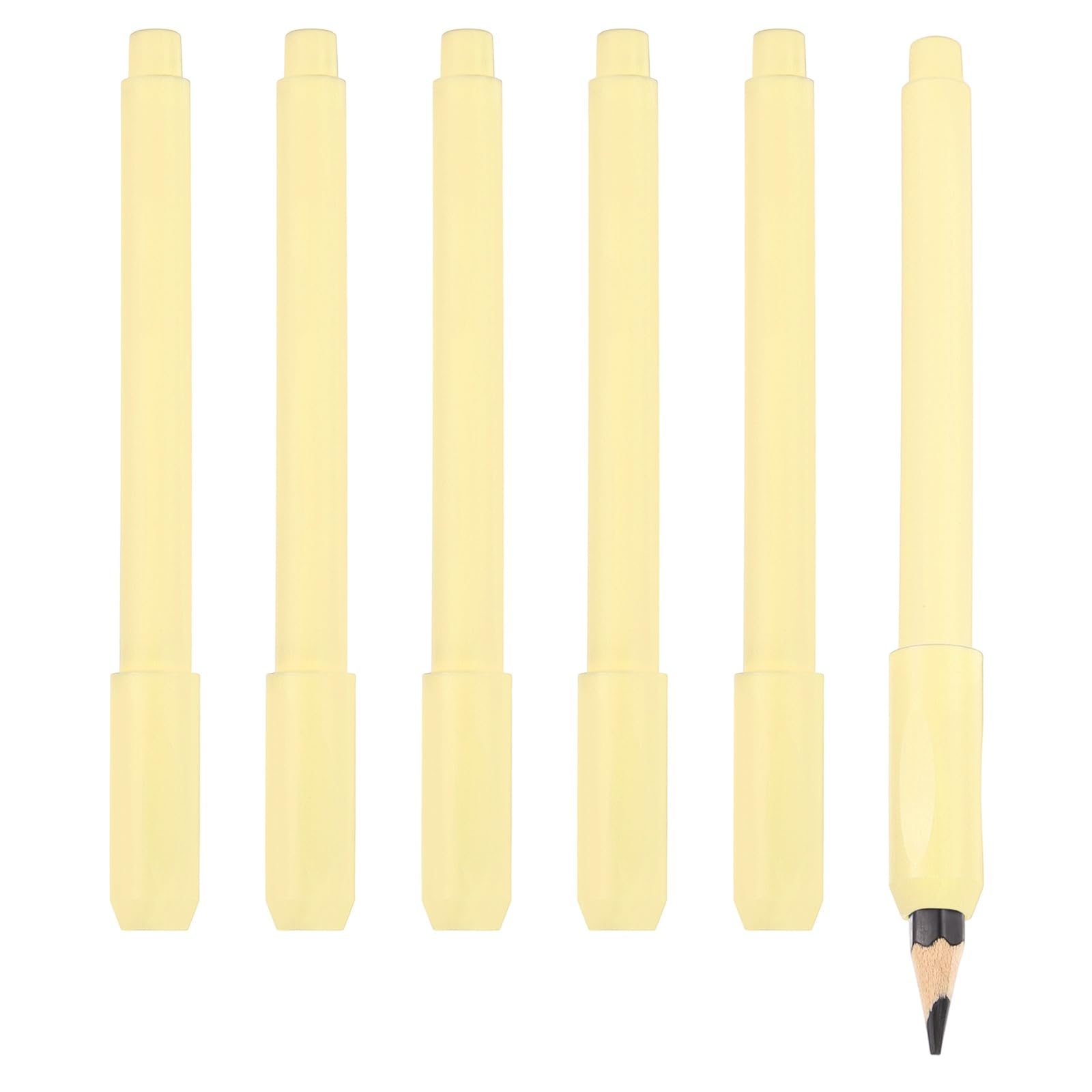 PATIKIL Pencil Extenders, 6 Pack Adjustable Pencil Extenders Colors Pencil Lengthener Holder with Plastic Handle Office Supplies for Artists Sketching, Writing Art Drawing Shading, Yellow