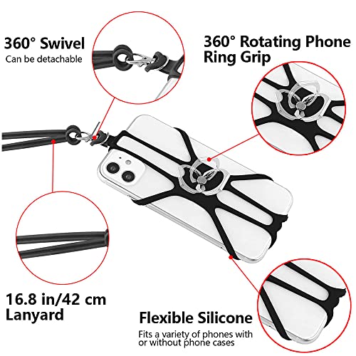 Kinizuxi 2 Packs Cell Phone Lanyard Crossbody With Adjustable Neck Strap And Phone Ring Grip,Universal Smartphone Lanyard For Iphone Lanyards For Around The Neck Compatible With Most Smartphones thumb #2