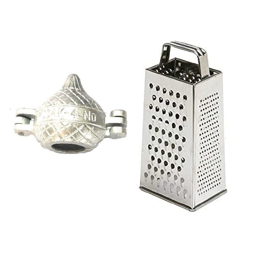 BLUE WONDER Aluminium Modak Mould Sancha Combo Stainless Steel 5 in 1 Grater & Slicer with 4 Sides | Kitchen Accessories | Multipurpose Kitchen Tool | Sturdy & Lightweight | Multicolour | Pack of 2