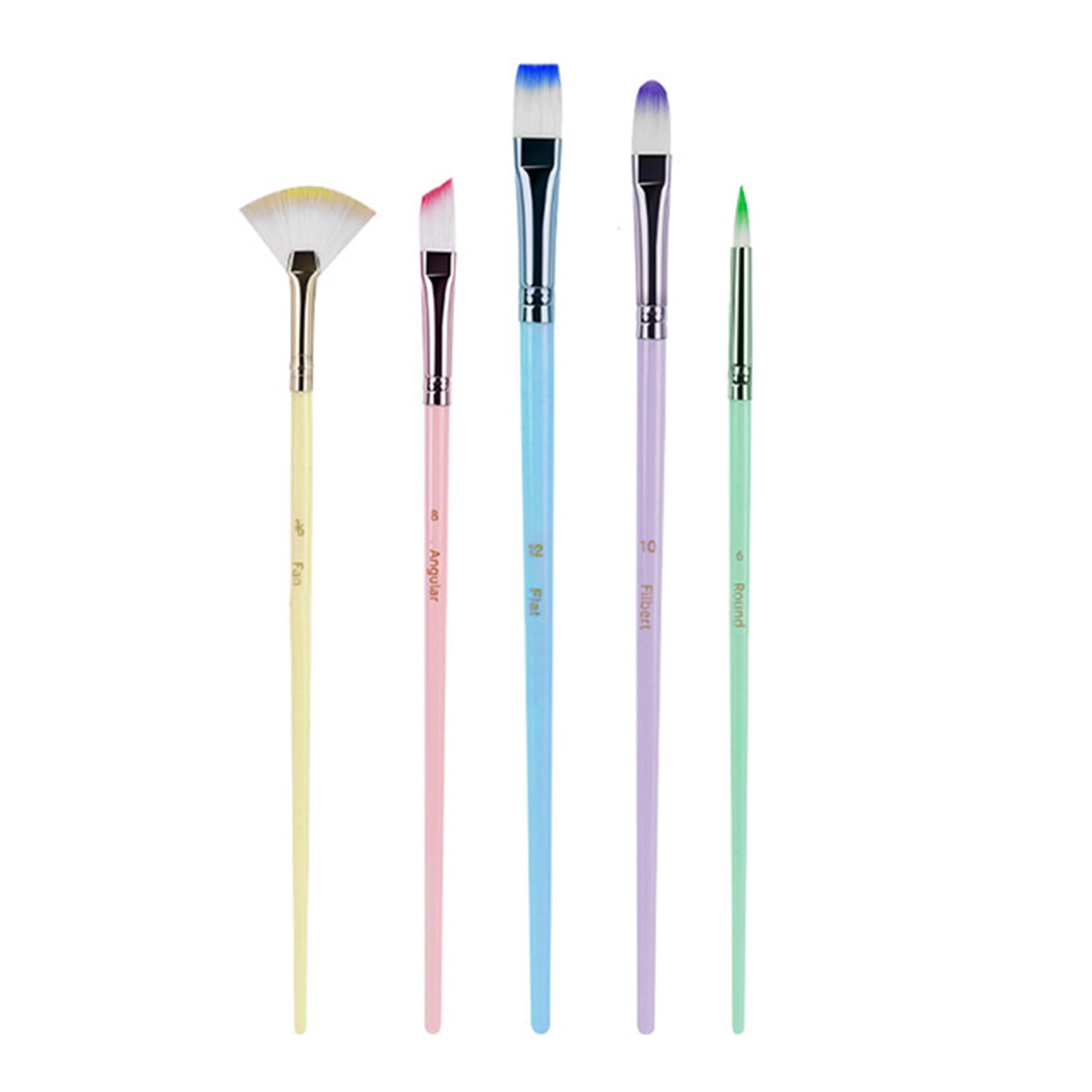 6 Pcs Nylon Hair Paint Brushes Art Supplies Macaron Colored Watercolor Painting Set for Adult Students Artist Nylon Hair Paint
