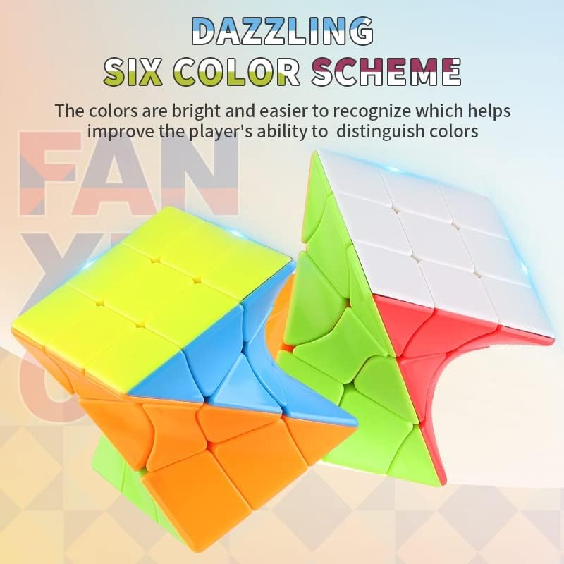 Image of Hawkister 3x3x3 Middle Curve Twisted Magic Cube | Stickerless Twist Shape Mod Speed Cube | 90-Degree Angled Design, Smooth Turning Eco-Friendly ABS Logic Brain Teaser for Kids & Adults