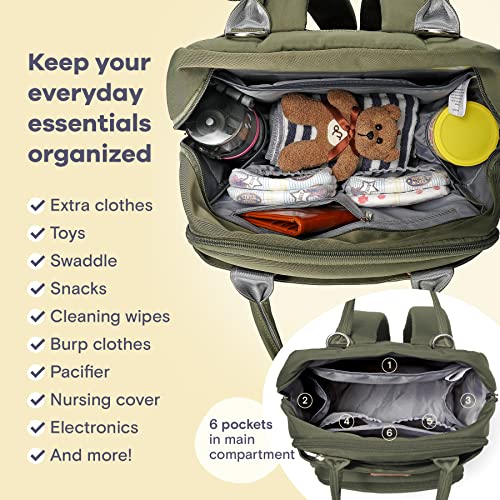 Image of RUVALINO Diaper Bag Backpack-Expandable Baby Bag with up to 50% Capacity -Baby Essentials Bag with Changing Pad Insulated Bottle Holders & Pacifier Case, Waterproof, Army Green XL