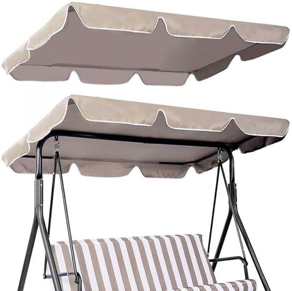 Garden Swing Chair Waterproof Replacement Swing Canopy Top Replacement Canopy Top Cover For Garden Hammock Chair 2-3 Seater Outdoor Furniture Covers,Beige,164x114x15cm