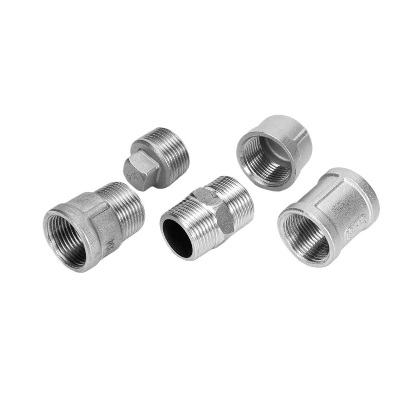 Złącze proste, męskie, sześciokątne, złączka rurowa, gwint ze stali nierdzewnej, 1/2", 1/8", 1/4", 3/8'(Female Threaded,304-DN20)