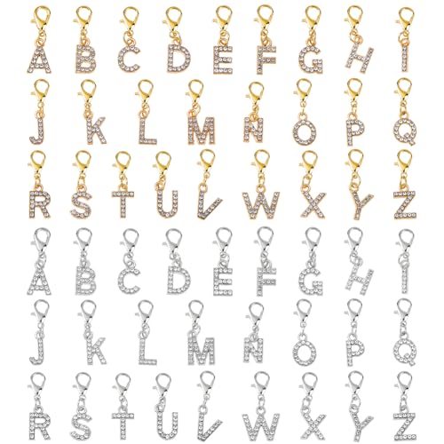 Breloque alphabet de A à Z en alliage et strass pour création de porte-clés