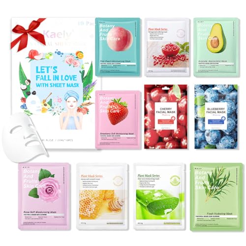 Kaely 6 Pack Variety Face Masks for Kids, Kids Face Mask Spa Day Kit Supplies, Spa Party Favors for Teens Girls Women, Sheet Facial Mask Skincare Gifts Set, Hydrating Nourish for All Skin Types, 05