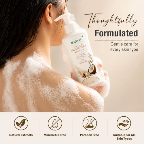 Image of Dhathri Nourishing Shea Butter Body Wash | Barrier Nourish Formula with Shea Butter & Coconut Milk | Deep Cleansing & Moisturizing Body Wash |Size-300 ml