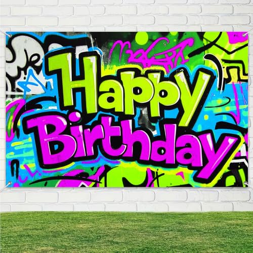 Image of HOMETITUTE Graffiti Birthday Banner 71x43 Inch