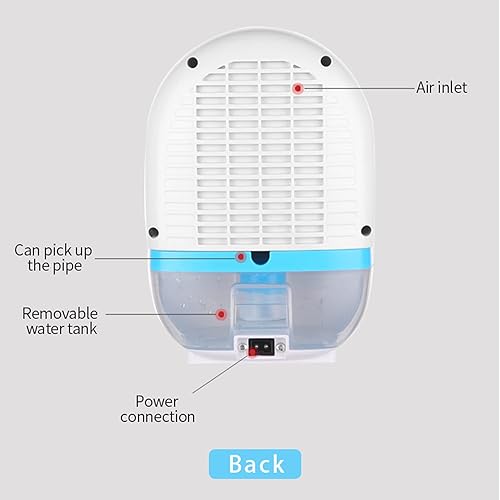 Miniatura 6 de Deshumidificador portátil de 22 W de 215 pies cuadrados, mini deshumidificador remoto blanco con tanque de agua de 16.9 fl oz y pantalla LCD,