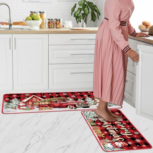 Tapis de cuisine de Noël antidérapant grand format écossais - 6