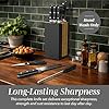 COOK WITH COLOR 14 Pieces Kitchen Knife Block Set, Knives for Kitchen, Forged Cutlery with Razor-Sharp High Carbon Steel Blades, Magnetic Block