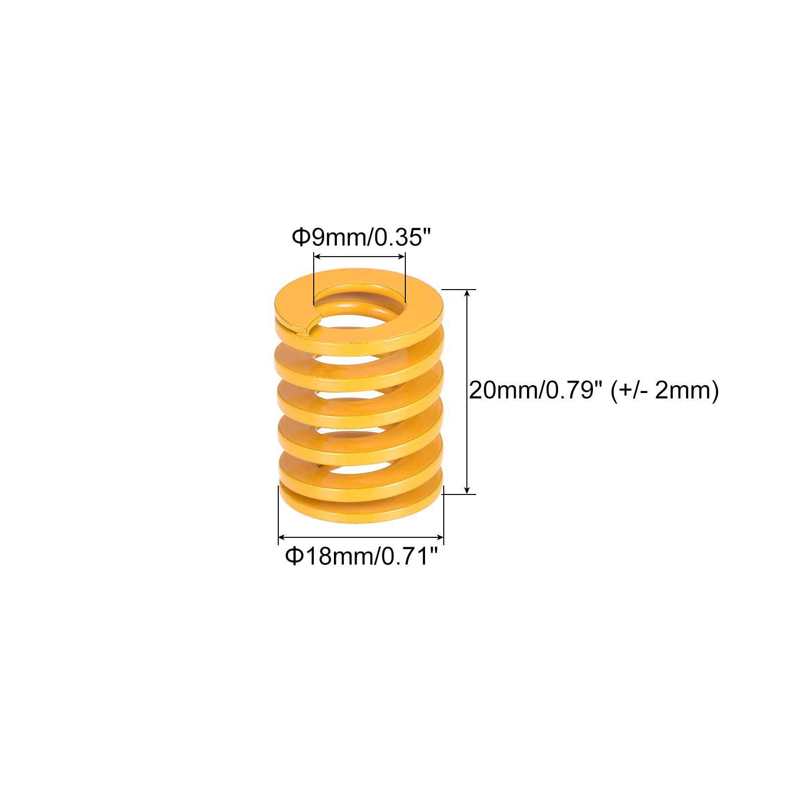 Ressorts De Matrice Sourcing Map - 2 Ressorts Jaunes Charge Légère, Dimensions 18mm OD, 50mm De Long, Pour Imprimante 3D Et Outillage
