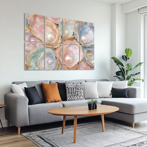 Paneles acústicos decorativos VVLUXIDECO 8 piezas 48"x32" con detalles en oro pastel y patrón de conchas marinas, autoadhesivos para estudio y oficina miniatura 6