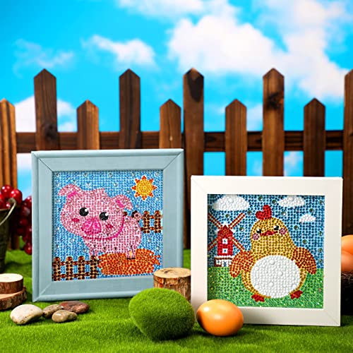 4 Pieces 5D Diamond Painting Kit For Kids Full Drill Painting By Number Kits For Beginners Diy Diamond Rhinestone Art Craft Set For Christmas Decor Gift (Farm Style) #TOP6