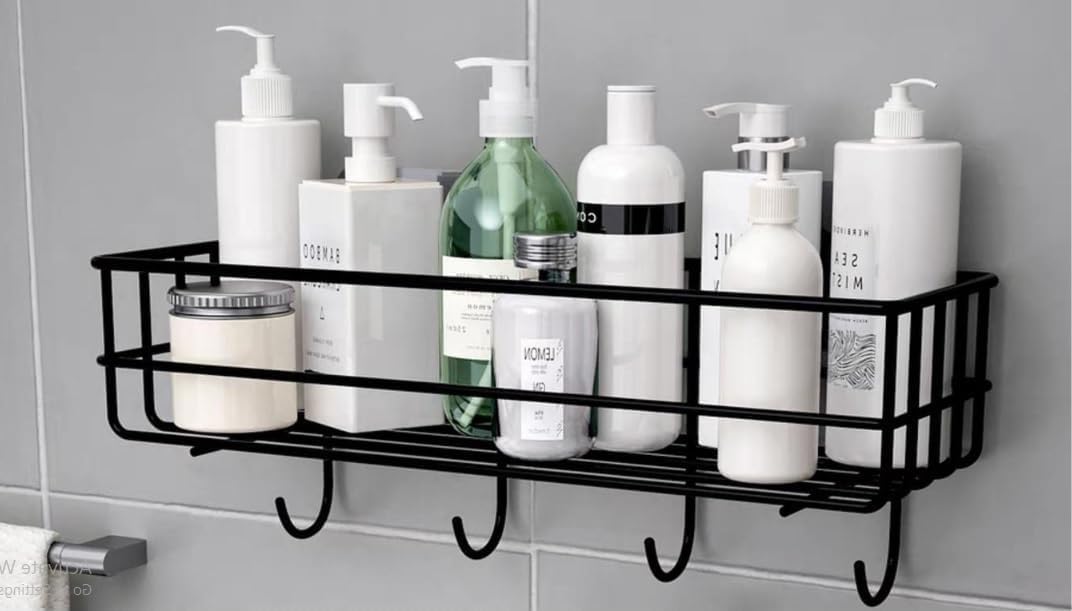 Koyet Metal Self Adhesive Bathropom Shelves With Hooks, Shower Caddy Shelf Organizer, No Drilling Wall Mount Shower Storage Accessories (B09HQTP6SQ) Amazon Price History, Amazon Price Tracker