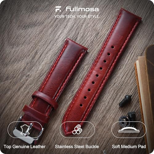 Image of Fullmosa Watch Band, Quick Release Leather Watch Strap Compatible with Samsung Galaxy Garmin for Men Women, Replacement Bands Width 12mm 14mm 16mm 18mm 19mm 20mm 21mm 22mm 24mm