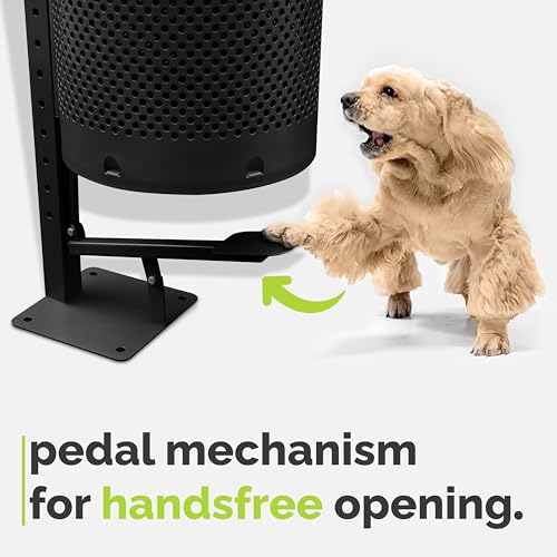 Image of Hands-Free Dog Waste Station Outdoor with Pedal - Dog Waste Disposal System for Park & Trails - Rust Proof Doggie Station - Night Glowing Sign | 800 Pet Waste Bags & 100 Can Liners (Black)