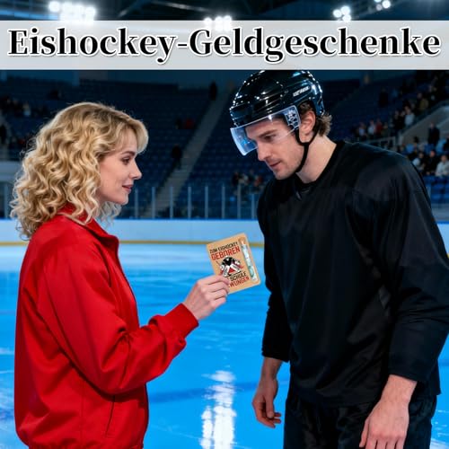 PIujsym Geldgeschenk Eishockey aus Holz mit Reagenzglas und Box für Spieler und Fans Originelle Geschenkidee für Sportler hölzerne Karte Wunscherfüller eishockey geschenk zum Design Deko