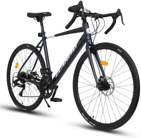 A28320R 700Cx28 Road Bike, 16-Speed Outdoor Bike Disc Brakes, Light Weight Aluminum Frame,Racing Bike City Commuting Road Bicycle for Men Women Ideal for High-Intensity Riding