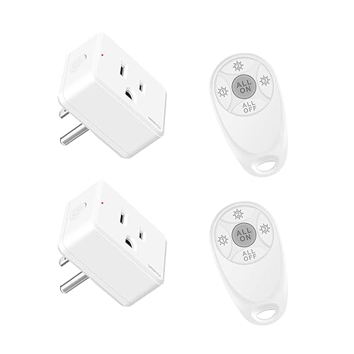 Miniatura 8 de Toma de control remoto, interruptor de luz y enchufe remoto greencycle con interruptor de luz inalámbrico, rango de 500 pies, no necesita cableado,
