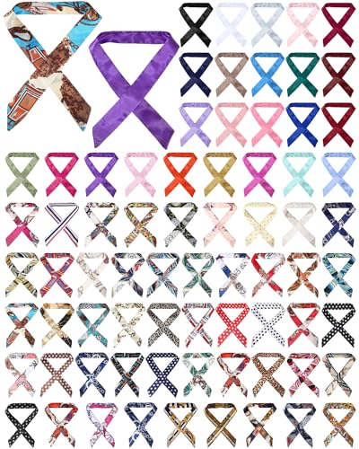 72 Pcs Women Handbag Scarf Head Ribbon for Women Hair Purse Handle Ribbon Satin Head Scarf Neckerchief for Purse Handles Silk Headband Charm Hair Ribbons Decor