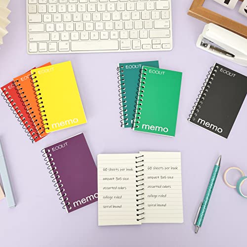 Eoout 16 Pack Small Spiral Notebooks Memo Pads 3 X 5 Inches Pocket Notebooks Lined College Ruled Paper Mini Note Pads For Home, Office, College, School,100 Pages, Assorted Colors #TOP6