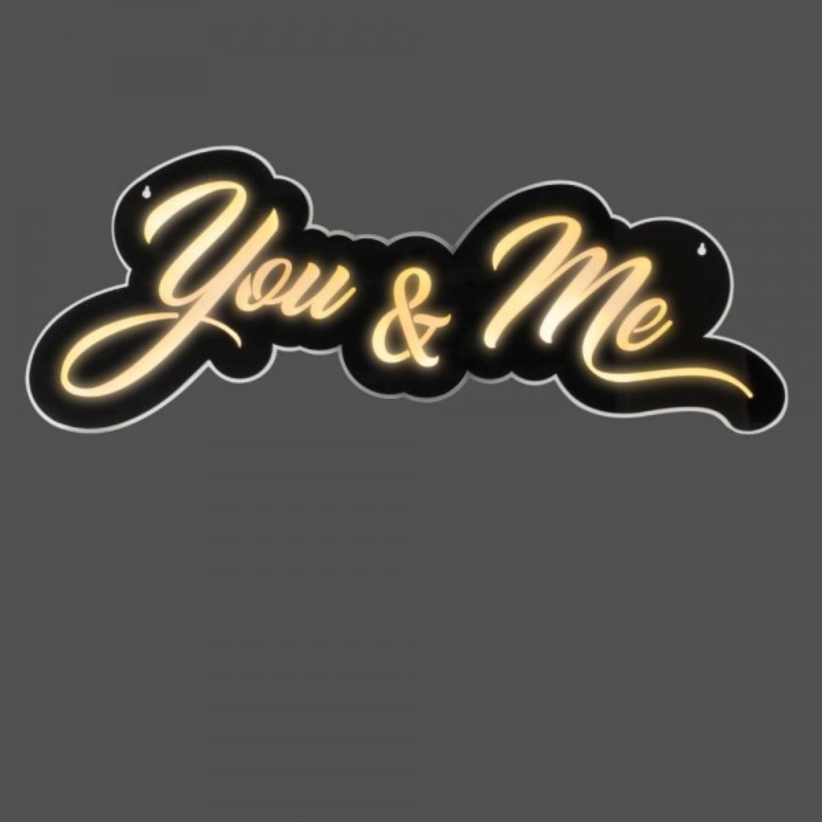 Debora Carlucci - Scritta Led Luminosa You & Me Da Appendere In Plexiglass Nero Decorazione Murale per Feste Compleanno Matrimoni Negozi 95x38 cm